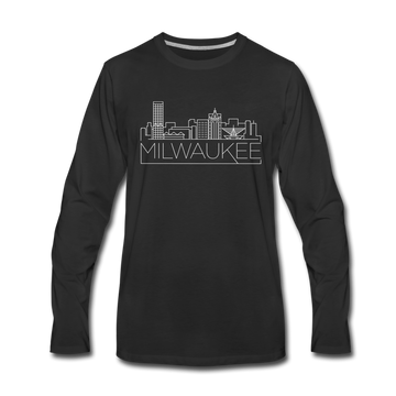 Milwaukee, Wisconsin Long Sleeve T-Shirt - Skylines Unisex Milwaukee Long Sleeve Shirt - black