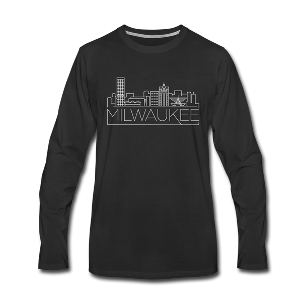 Milwaukee, Wisconsin Long Sleeve T-Shirt - Skylines Unisex Milwaukee Long Sleeve Shirt - black