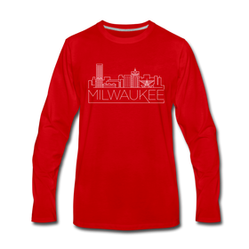 Milwaukee, Wisconsin Long Sleeve T-Shirt - Skylines Unisex Milwaukee Long Sleeve Shirt - red