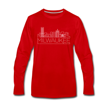 Milwaukee, Wisconsin Long Sleeve T-Shirt - Skylines Unisex Milwaukee Long Sleeve Shirt - red