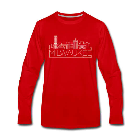 Milwaukee, Wisconsin Long Sleeve T-Shirt - Skylines Unisex Milwaukee Long Sleeve Shirt - red
