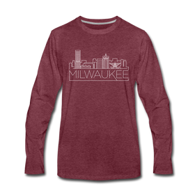 Milwaukee, Wisconsin Long Sleeve T-Shirt - Skylines Unisex Milwaukee Long Sleeve Shirt - heather burgundy