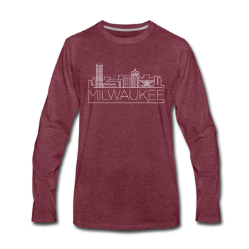 Milwaukee, Wisconsin Long Sleeve T-Shirt - Skylines Unisex Milwaukee Long Sleeve Shirt - heather burgundy