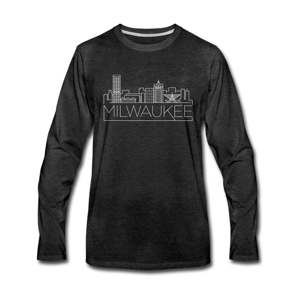 Milwaukee, Wisconsin Long Sleeve T-Shirt - Skylines Unisex Milwaukee Long Sleeve Shirt - charcoal gray