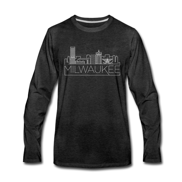 Milwaukee, Wisconsin Long Sleeve T-Shirt - Skylines Unisex Milwaukee Long Sleeve Shirt - charcoal gray