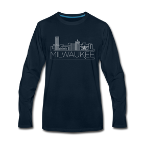 Milwaukee, Wisconsin Long Sleeve T-Shirt - Skylines Unisex Milwaukee Long Sleeve Shirt - deep navy