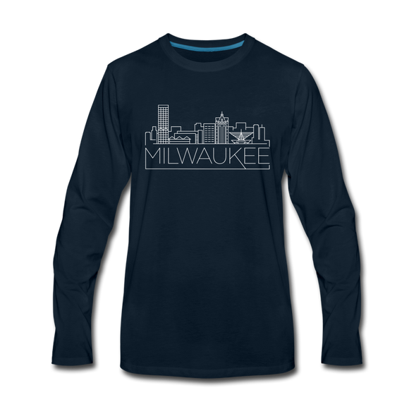 Milwaukee, Wisconsin Long Sleeve T-Shirt - Skylines Unisex Milwaukee Long Sleeve Shirt - deep navy