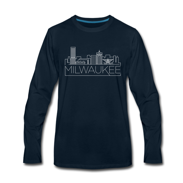 Milwaukee, Wisconsin Long Sleeve T-Shirt - Skylines Unisex Milwaukee Long Sleeve Shirt - deep navy