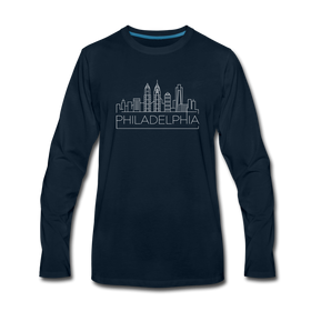 Philadelphia, Pennsylvania Long Sleeve T-Shirt - Skylines Unisex Philadelphia Long Sleeve Shirt - deep navy