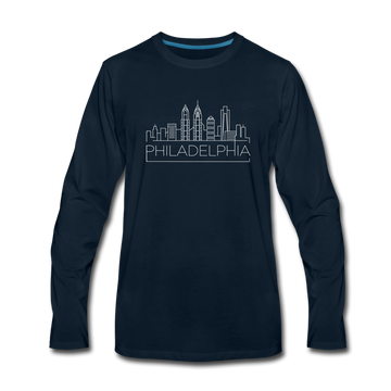 Philadelphia, Pennsylvania Long Sleeve T-Shirt - Skylines Unisex Philadelphia Long Sleeve Shirt - deep navy