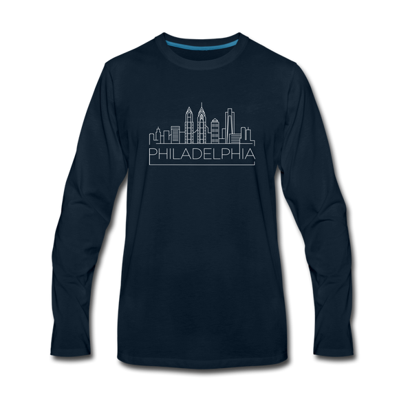 Philadelphia, Pennsylvania Long Sleeve T-Shirt - Skylines Unisex Philadelphia Long Sleeve Shirt - deep navy