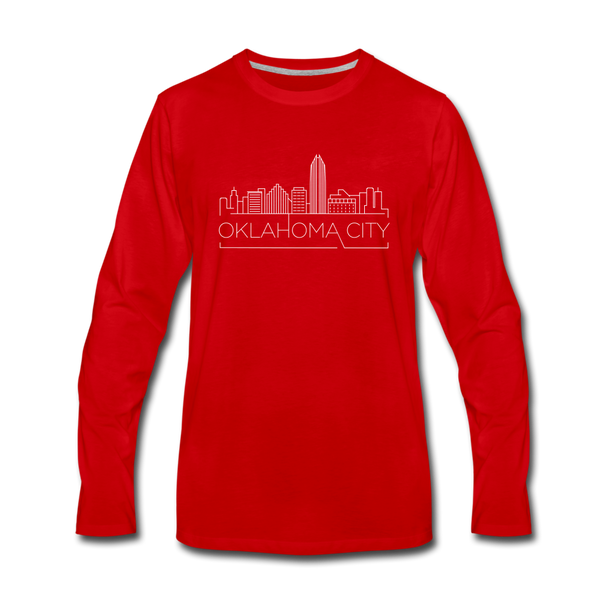 Oklahoma City, Oklahoma Long Sleeve T-Shirt - Skylines Unisex Oklahoma City Long Sleeve Shirt - red