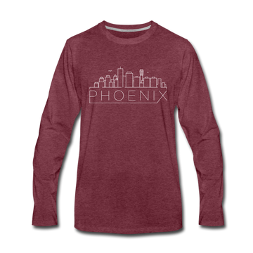 Phoenix, Arizona Long Sleeve T-Shirt - Skylines Unisex Phoenix Long Sleeve Shirt - heather burgundy