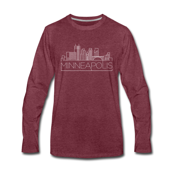 Minneapolis, Minnesota Long Sleeve T-Shirt - Skylines Unisex Minneapolis Long Sleeve Shirt - heather burgundy