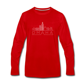 Omaha, Nebraska Long Sleeve T-Shirt - Skylines Unisex Omaha Long Sleeve Shirt - red