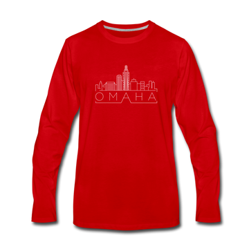 Omaha, Nebraska Long Sleeve T-Shirt - Skylines Unisex Omaha Long Sleeve Shirt - red