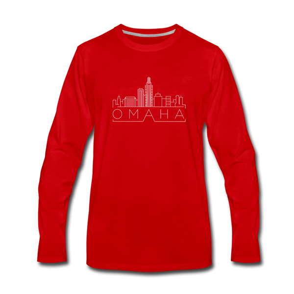 Omaha, Nebraska Long Sleeve T-Shirt - Skylines Unisex Omaha Long Sleeve Shirt - red