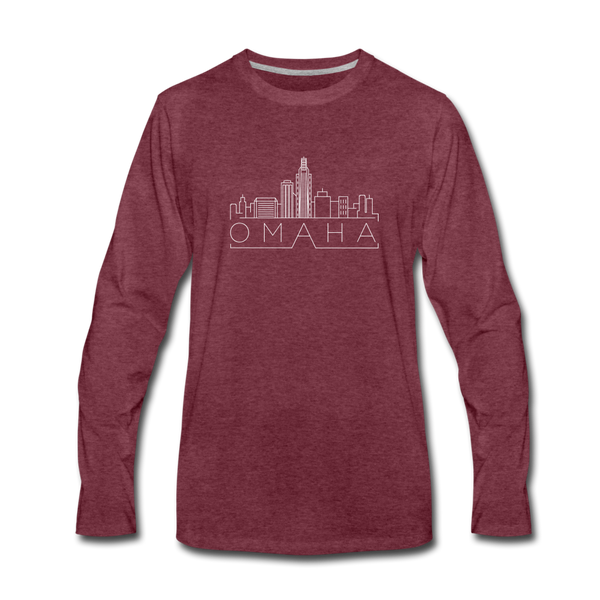 Omaha, Nebraska Long Sleeve T-Shirt - Skylines Unisex Omaha Long Sleeve Shirt - heather burgundy