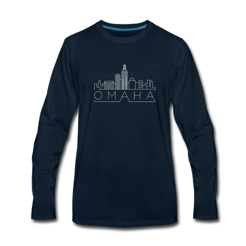 Omaha, Nebraska Long Sleeve T-Shirt - Skylines Unisex Omaha Long Sleeve Shirt - deep navy