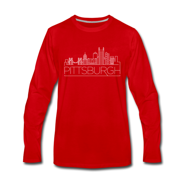Pittsburgh, Pennsylvania Long Sleeve T-Shirt - Skylines Unisex Pittsburgh Long Sleeve Shirt - red