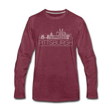 Pittsburgh, Pennsylvania Long Sleeve T-Shirt - Skylines Unisex Pittsburgh Long Sleeve Shirt - heather burgundy