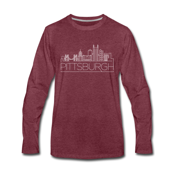 Pittsburgh, Pennsylvania Long Sleeve T-Shirt - Skylines Unisex Pittsburgh Long Sleeve Shirt - heather burgundy