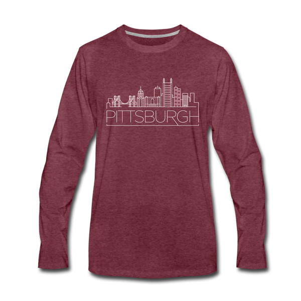 Pittsburgh, Pennsylvania Long Sleeve T-Shirt - Skylines Unisex Pittsburgh Long Sleeve Shirt - heather burgundy