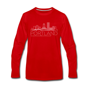 Portland, Oregon Long Sleeve T-Shirt - Skylines Unisex Portland Long Sleeve Shirt - red