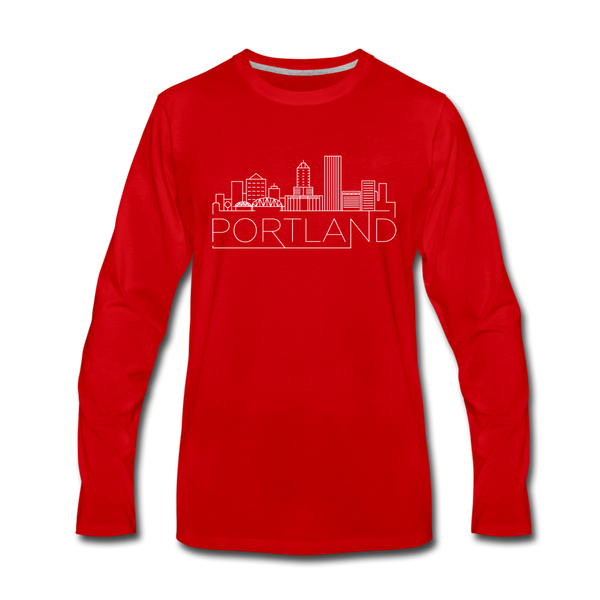 Portland, Oregon Long Sleeve T-Shirt - Skylines Unisex Portland Long Sleeve Shirt - red