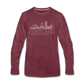 Portland, Oregon Long Sleeve T-Shirt - Skylines Unisex Portland Long Sleeve Shirt - heather burgundy