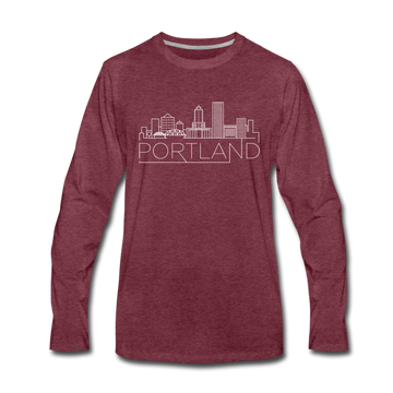 Portland, Oregon Long Sleeve T-Shirt - Skylines Unisex Portland Long Sleeve Shirt - heather burgundy
