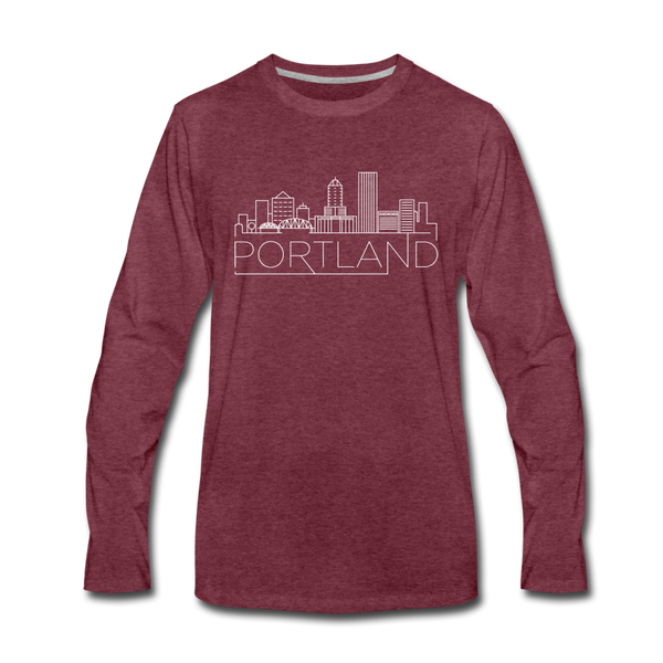 Portland, Oregon Long Sleeve T-Shirt - Skylines Unisex Portland Long Sleeve Shirt - heather burgundy
