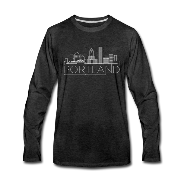 Portland, Oregon Long Sleeve T-Shirt - Skylines Unisex Portland Long Sleeve Shirt - charcoal gray