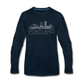 Portland, Oregon Long Sleeve T-Shirt - Skylines Unisex Portland Long Sleeve Shirt - deep navy
