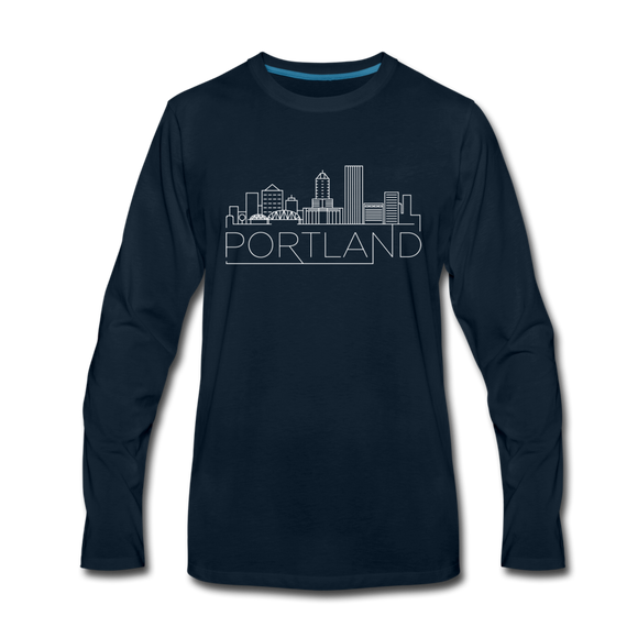 Portland, Oregon Long Sleeve T-Shirt - Skylines Unisex Portland Long Sleeve Shirt - deep navy