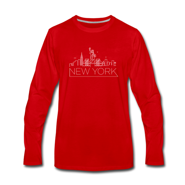 New York Long Sleeve T-Shirt - Skylines Unisex New York Long Sleeve Shirt - red