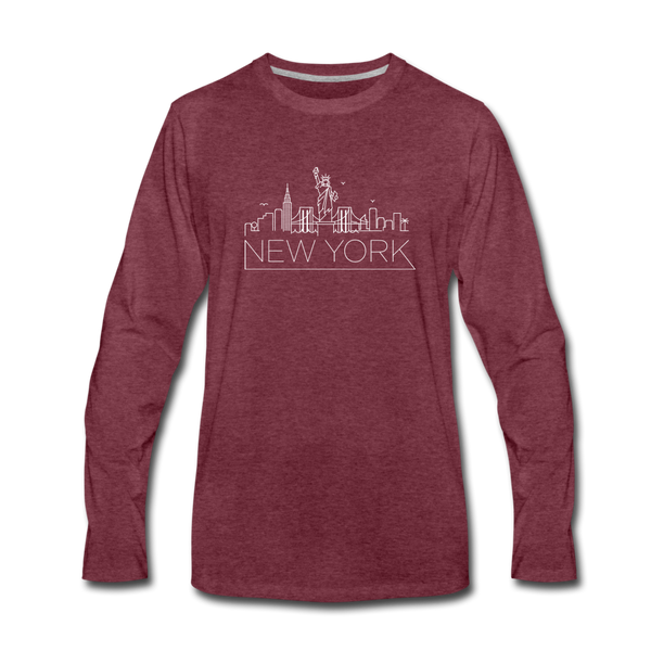 New York Long Sleeve T-Shirt - Skylines Unisex New York Long Sleeve Shirt - heather burgundy