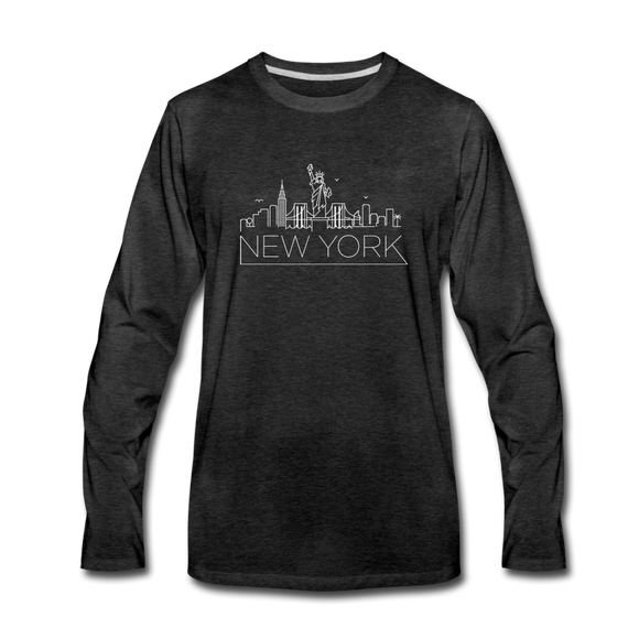 New York Long Sleeve T-Shirt - Skylines Unisex New York Long Sleeve Shirt - charcoal gray