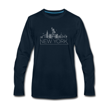 New York Long Sleeve T-Shirt - Skylines Unisex New York Long Sleeve Shirt - deep navy