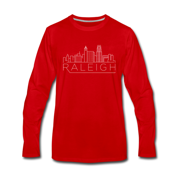 Raleigh, North Carolina Long Sleeve T-Shirt - Skylines Unisex Raleigh Long Sleeve Shirt - red