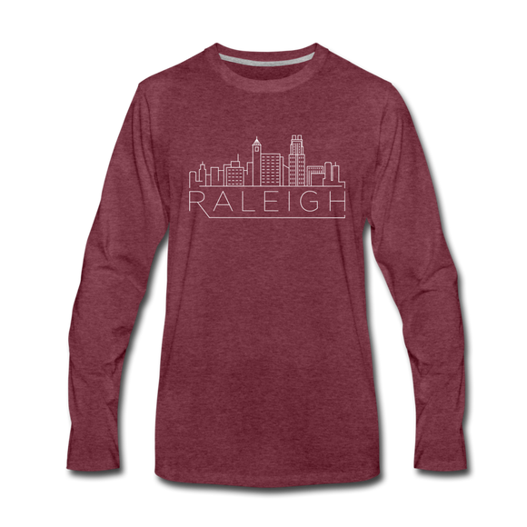 Raleigh, North Carolina Long Sleeve T-Shirt - Skylines Unisex Raleigh Long Sleeve Shirt - heather burgundy