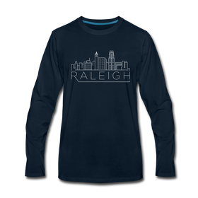 Raleigh, North Carolina Long Sleeve T-Shirt - Skylines Unisex Raleigh Long Sleeve Shirt - deep navy