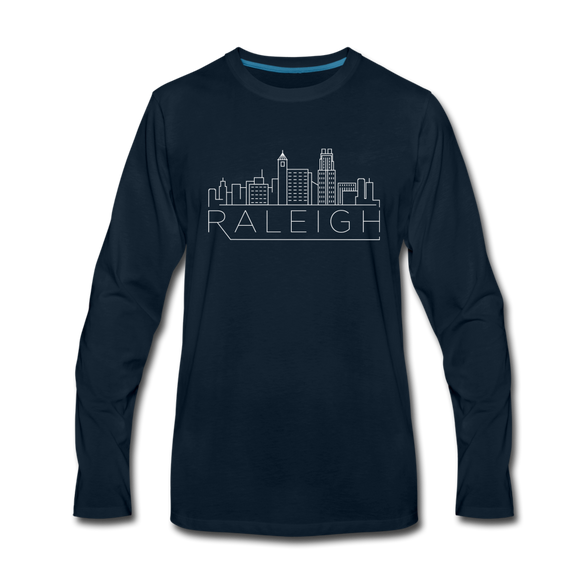 Raleigh, North Carolina Long Sleeve T-Shirt - Skylines Unisex Raleigh Long Sleeve Shirt - deep navy