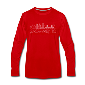 Sacramento, California Long Sleeve T-Shirt - Skylines Unisex Sacramento Long Sleeve Shirt - red