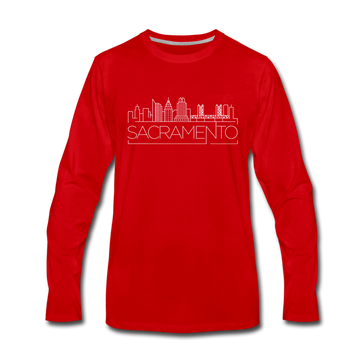 Sacramento, California Long Sleeve T-Shirt - Skylines Unisex Sacramento Long Sleeve Shirt - red