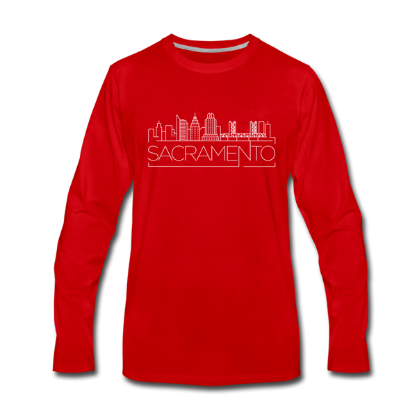 Sacramento, California Long Sleeve T-Shirt - Skylines Unisex Sacramento Long Sleeve Shirt - red