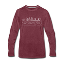 Sacramento, California Long Sleeve T-Shirt - Skylines Unisex Sacramento Long Sleeve Shirt - heather burgundy