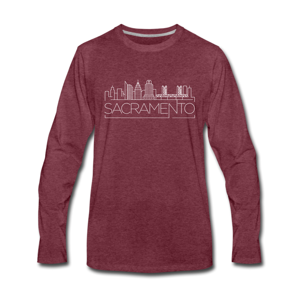 Sacramento, California Long Sleeve T-Shirt - Skylines Unisex Sacramento Long Sleeve Shirt - heather burgundy