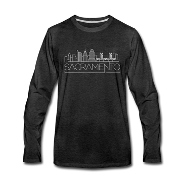 Sacramento, California Long Sleeve T-Shirt - Skylines Unisex Sacramento Long Sleeve Shirt - charcoal gray