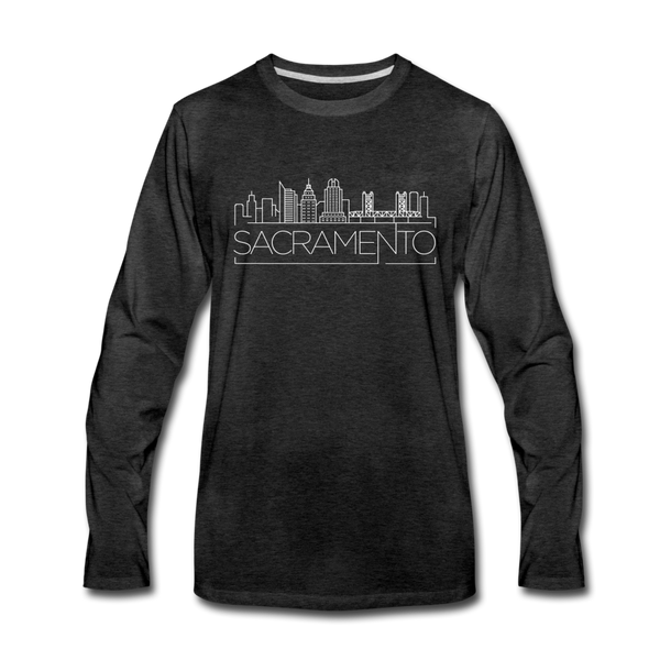 Sacramento, California Long Sleeve T-Shirt - Skylines Unisex Sacramento Long Sleeve Shirt - charcoal gray